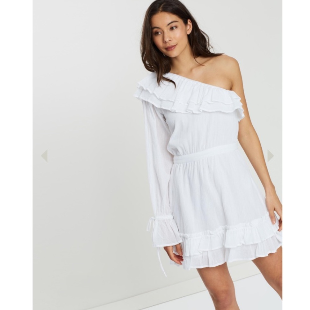 New Anthropologie Rue Stiic Ana One Shoulder Mini Dress White Size Medium